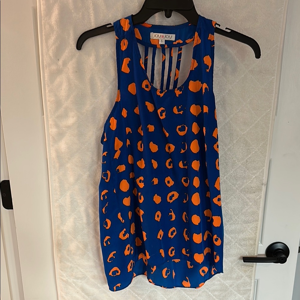 Joy Joy Blue and Orange Relaxed Sleeveless Tank Top